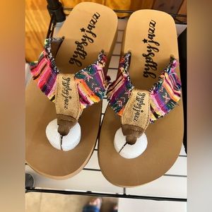 Gypsy Jazz flip flops. Serape multi colored. NWT & box